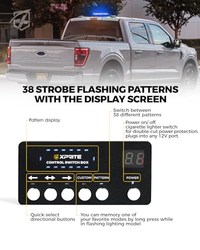 Xprite 42 LED Rooftop Beacon Strobe Light Bar Emergency Warning Hazard Flashing Snowplow Lights w/Controller for Construction Vehicles Towing Work Trucks Plows Pickup-Blue - color: Blue