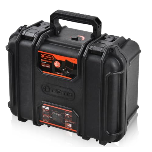 Tactix Hard Case M Waterproof Camera Protective Case IP65 Heavy-Duty with Custom Foam Insert, Fit Use of Drones, Camera, Equipments, Tools, 13.58" x11.61”x6.06” Black - size: M