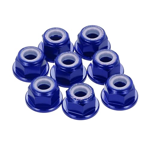MECCANIXITY 8 Pcs M4 Flange Lock Nuts, Aluminum Nylon Locking Nuts, M4 x 0.7mm Hex Locking Serrated Nuts for RC Drone Quadcopter Motor Prop Adapter Fasteners, Dark Blue - color: Dark Blue, size: M4x0.7mm