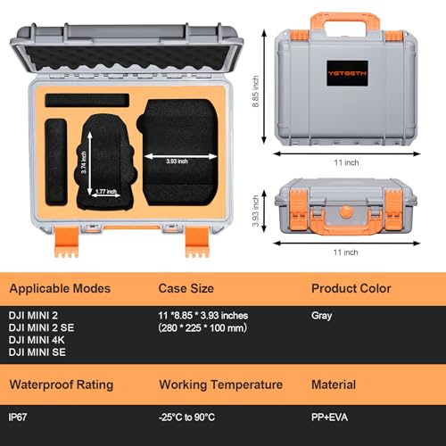 Hard Case for DJI Mini 4K Drone: Waterproof Travel Box for DJI Mini 2/SE - color: Grey