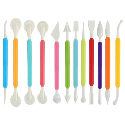12PCS Clay Sculpting Tools, Double-Head Ceramic Pottery Tool Plastic DIY Clay Fondant Tool Modeling Tools Set Air Dry Clay Tools Polymer Clay Art Tools for Polymer Pottery Cake Decoration