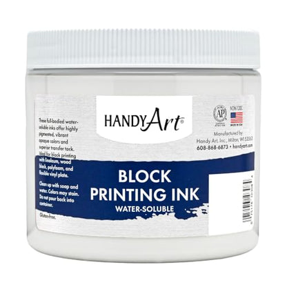 Handy Art Block Printing Ink, White, 16 oz Jar, Water-Soluble - color: White, size: 16 Fl Oz