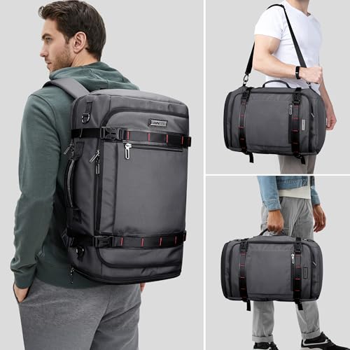 WITZMAN Travel Backpack for Men 35L TSA Friendly Flight Approved - color: Silvery Grey