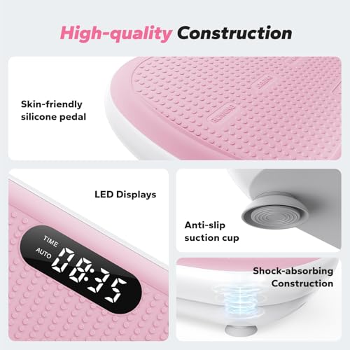 Merach CV40 Curved Vibration Plate Exercise Machine with 440lbs Capacity - color: Pink