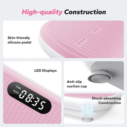 Merach CV40 Curved Vibration Plate Exercise Machine with 440lbs Capacity - color: Pink