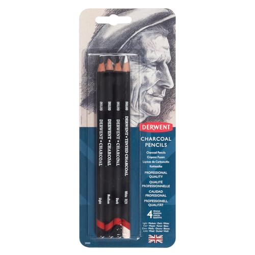 Derwent Charcoal Pencils, Pack, 4 Count (39000) - size: 4 Count (Pack of 1), style: Pack