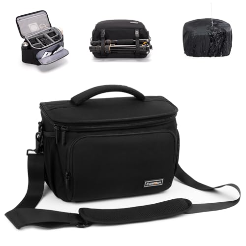 Cwatcun Camera Crossbody Shoulder Messenger Case, DSLR/SLR/Mirrorless Travel Photography Sling Bag with Tripod Holder and Rain Cover for Canon, Nikon, Sony, Fuji Cameras, Lens and Accessories - size: XL