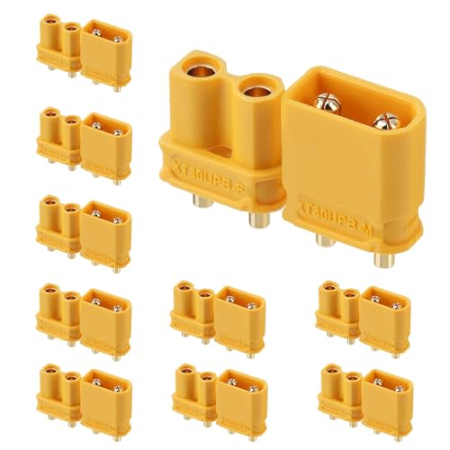 ELFCULB 10 Pairs Amass XT30UPB Male and Female Connectors for Mini UAVs - color: 10 Pairs XT30UPB