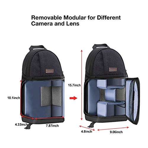 MOSISO Camera Sling Bag, Photography Shoulder Bag Compact Camera Backpack - color: Black
