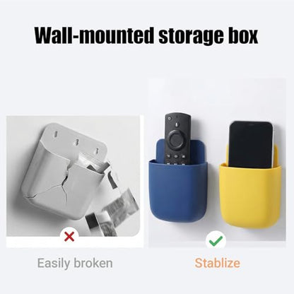 Remote Holder Wall Mount -TV Remote Control Holder Organizer, Multi-Purpose Organizer Box for sitting room, 2-Pack(Blue + Yellow) - color: Blue and yellow