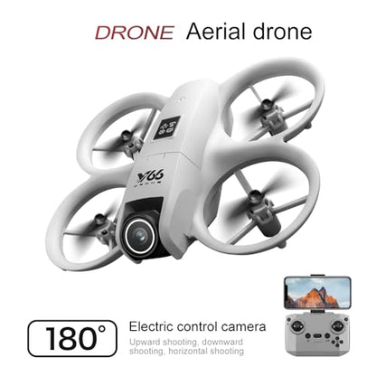 Mini Drone with Dual Camera and Propeller Guards, RC Helicopter Quadcopter - color: White