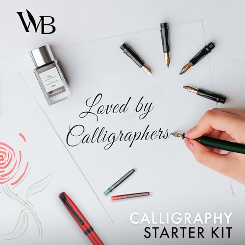 Wordsworth & Black Calligraphy Kit for Beginners, 2 Ink Pens, 5 Nibs, Green - color: Red and Green