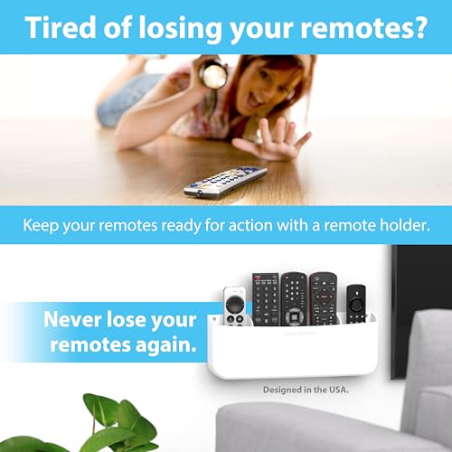 TotalMount Drop-Free Remote Holder – Removable Adhesive Strips – Pro White - color: For 5 or 6 Remotes – Premium White