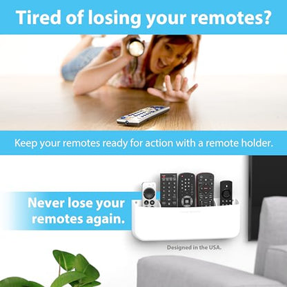 TotalMount Drop-Free Remote Holder – Removable Adhesive Strips – Pro White - color: For 5 or 6 Remotes – Premium White