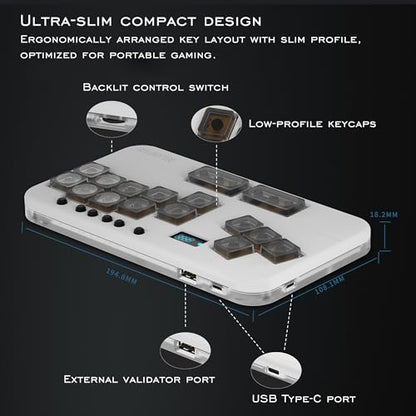 Leverless Arcade Stick Mini Keypad All-Button Arcade Controller (White) - color: White
