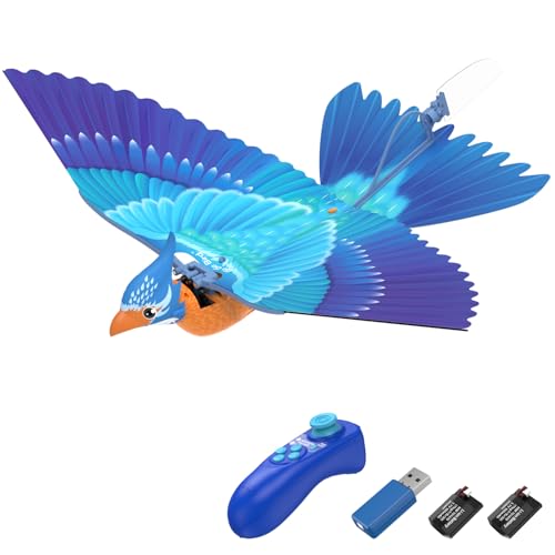 Bionic RC Bird Toy, Remote Control Flying Bird, Single Flapping-wing Design, 6-axis Gyro, Easy Indoor & Outdoor RC Toys for Kids, Boys and Girls - Kingfisher