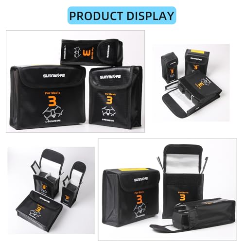 Lipo Battery Bag for DJI Mavic 3 Pro/Classic Battery (Large) - size: Large (for 3pcs batteries)