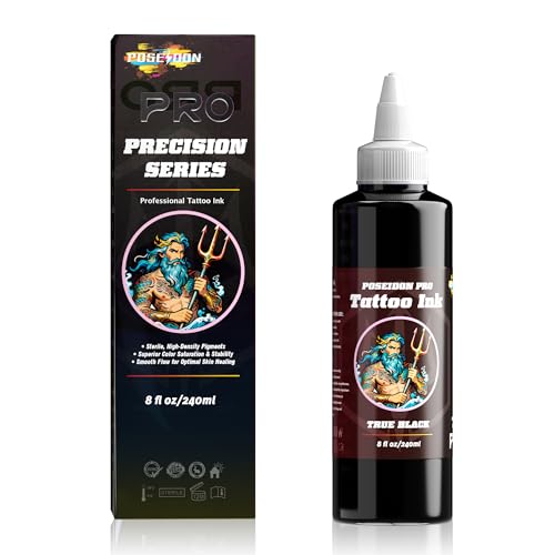 POSEIDON Professional Black Tattoo Ink - 8 fl oz (240ml) Bottle