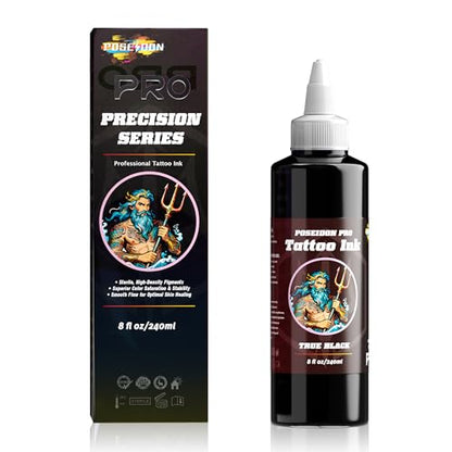 POSEIDON Professional Black Tattoo Ink - 8 fl oz (240ml) Bottle