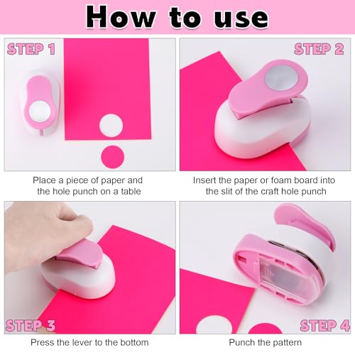 CHENGU 3 Pack Circle Hole Punch 2"/1"/0.6", Pink - color: Pink, style: Circle