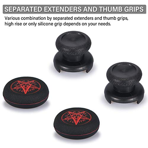 Playrealm FPS Thumbstick Extender & Printing Rubber Silicone Grip Cover 2 Sets for Xbox Series X/S & Xbox One Controller(Demon Circle) - color: 13