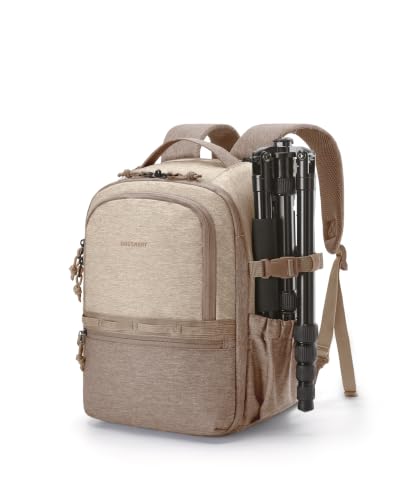 BAGSMART 2 in 1 Small Camera Backpack for DSLR, Fits 12.9" iPad, Camel - color: Camel