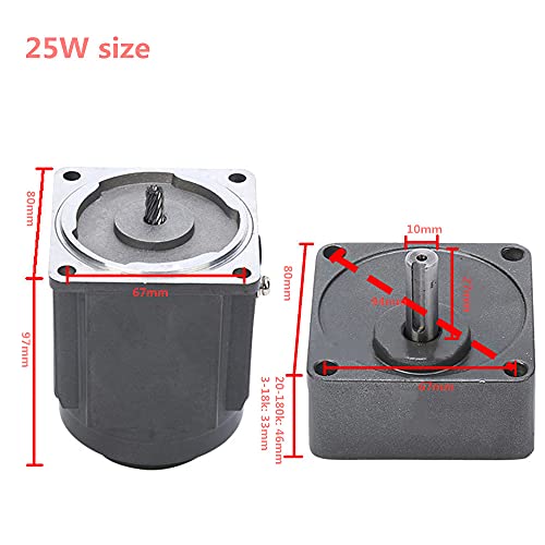 0-135RPM 25W 10K High Torque Variable Speed AC Gear Motor with Controller - color: 25W 10K