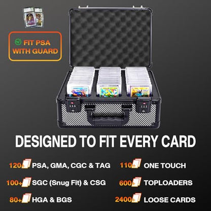 Graded Card Storage Box, TSA Lock 3-Row Travel Case for PSA - size: medium
