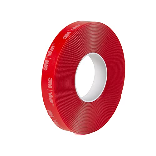 3M 4910 VHB Mounting Tape, Acrylic Foam, Permanent Bonding, Heavy Duty, Clear, 0.5 in x 5 yd, 1 Roll - size: 1 Pack (1 Roll)