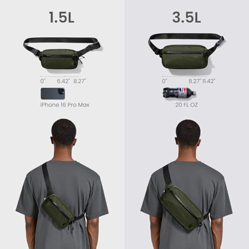 tomtoc 1.5L X-Pac Sling Bag with RFID Blocking Crossbody Pack for Men Women - color: X-Pac Olive, size: 1.5L