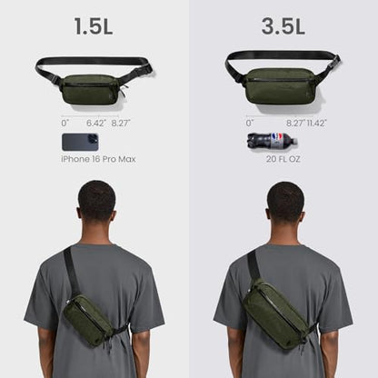 tomtoc 3.5L X-Pac Sling Bag with RFID Blocking Crossbody Pack for Men Women - color: X-Pac Olive, size: 3.5L