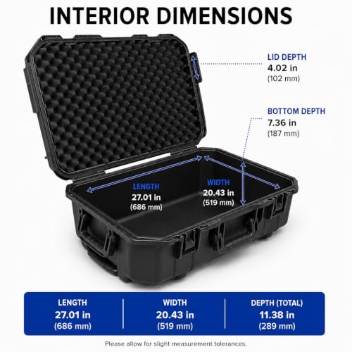 DCB Cases - Element 7895F Waterproof Hard Case with Foam Insert - IP67 Dustproof | Impact Resistant | Wheeled Protective Equipment Case | Pressure Valve | Lockable