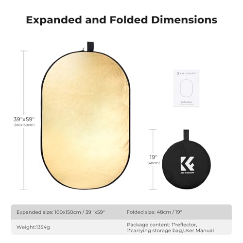 K&F Concept 40" x60” 5-in-1 Oval Foldable Reflector, with Carrying Bag - size: 100x150cm