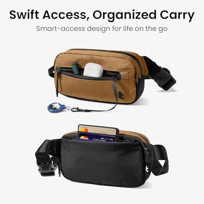 tomtoc 1.5L X-Pac Sling Bag with RFID Blocking Crossbody Pack for Men Women - color: X-Pac Brown, size: 1.5L