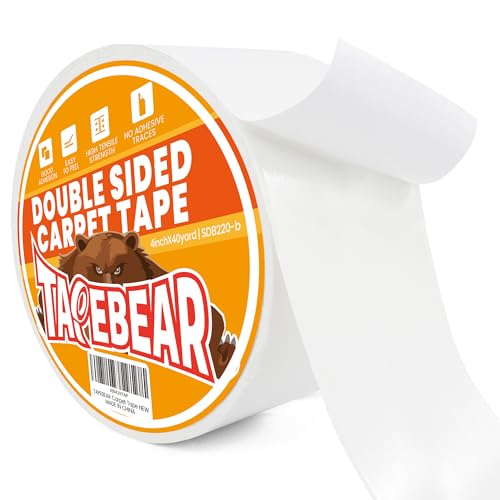 TAPEBEAR Double Side Carpet Tape 4inch x 40Yard Rug Tape Carpet Gripper - color: White Design, size: 4-Inch x 40Yards