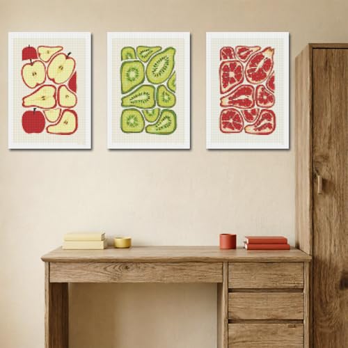 DOTSOPS 4Pcs Fruit Slices Diamond Painting Kits for Adults Round Full Drill - color: Fruit slices