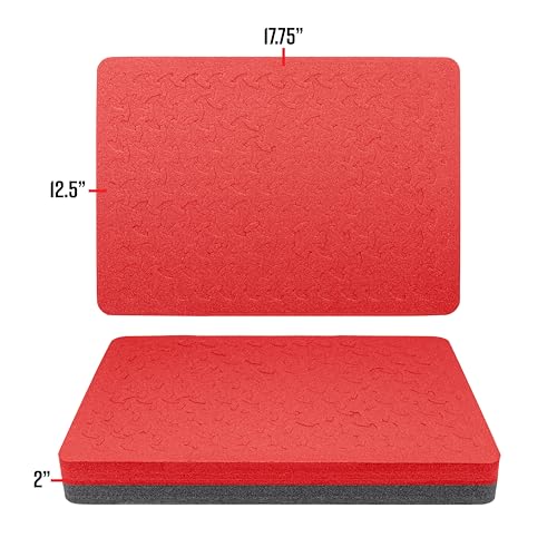 Eylar 20" Large Hard Case Equipped With Ragar Reconfigurable & Reusable XP Crosslinked Foam, Waterproof, Shockproof For Gear, Drones And Cameras (2 Red/Black Ragar Layers) (White) - color: White
