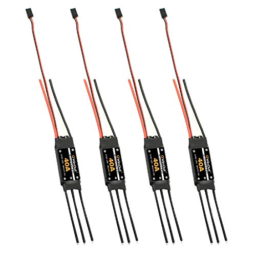 QWinOut 40A ESC 2-4S Brushless ESC Speed Controller 5V/3A BEC for F450 450mm S500 ZD550 RC Helicopter Quadcopter DIY Drone Kit (4 Pcs,Long Cable) - color: Long Cable, size: 4 Pcs