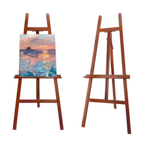 Large Walnut Wooden Easel Stand for Sign, A-Frame Painting Easel - style: Walnut