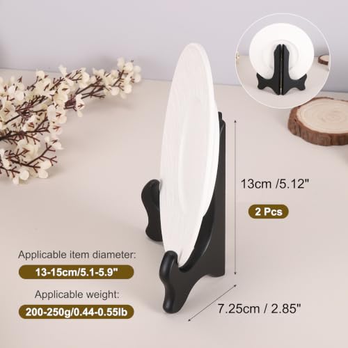 MECCANIXITY 2Pcs Wooden Easel Plate Holder, 6" Small Wood Easels Folding - color: Black, size: 6"