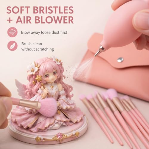 Ferrochef 12 Pcs Model Cleaning Brush Kit Figurine Dusting Brush, Pink - color: Pink