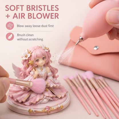 Ferrochef 12 Pcs Model Cleaning Brush Kit Figurine Dusting Brush, Pink - color: Pink