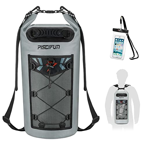 Piscifun Dry Bag, Waterproof Floating Backpack 10L/20L/30L/40L - color: Grey, style: 30l