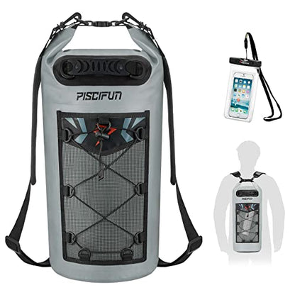 Piscifun Dry Bag, Waterproof Floating Backpack 10L/20L/30L/40L - color: Grey, style: 30l