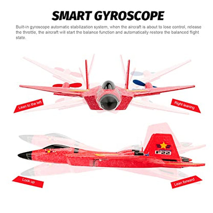 F22 RC Fighter Plane,2.4GHz 2CH RTF RC Plane for Beginner Kids - color: Red F-22 Raptor