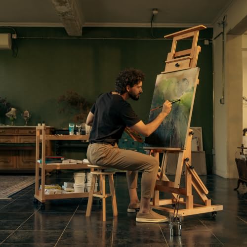 MEEDEN Movable Large H-Frame Easel: Holds Art Canvas Up to 79" for Studio - color: Natural