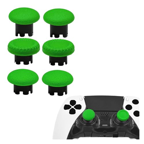 6-in-1 Interchangeable Thumbstick Caps for PS5 DualSense Edge Controller,Swappable Thumbsticks for PS5 Dualsense Controller, Thumbsticks Joysticks Kits Replacement for PS5 Dualsense Controller(Green) - color: Green
