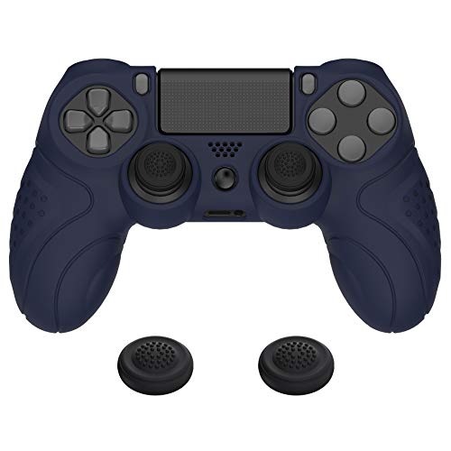 PlayVital Guardian Edition Midnight Blue Soft Anti-Slip Controller Silicone Case Cover for ps4, Rubber Protector Skins with Joystick Caps for ps4 Slim for ps4 Pro Controller - color: Midnight Blue