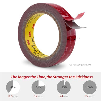 3M Double Sided Tape 1" x 15.4Ft Heavy Duty Mounting Tape Grey - color: Grey, size: 1" x 15.4Ft