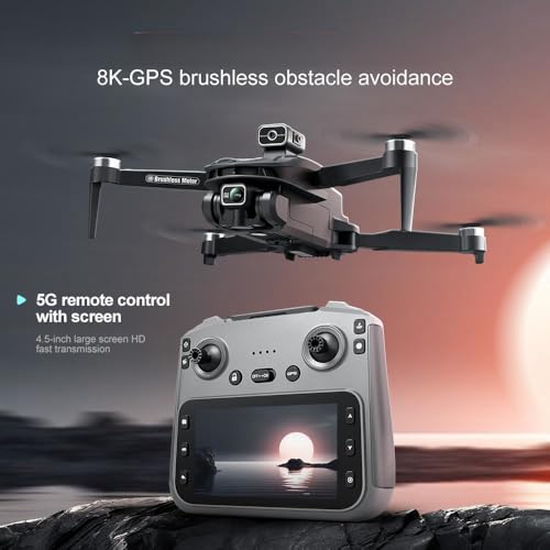 Drone With 4K UHD Camera for Adults, With GPS Drones Dual Cameras Outdoor - color: Black